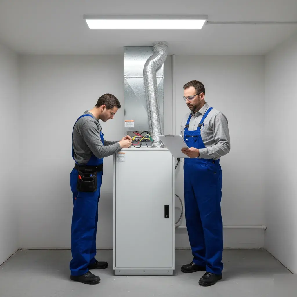 New air handler installed as part of a central AC installation