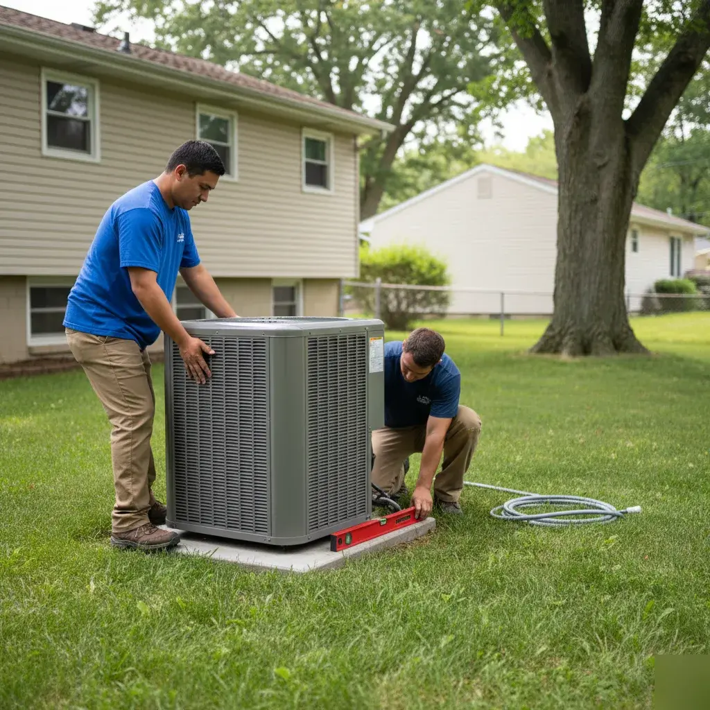 Outdoor condenser placement during central AC installation