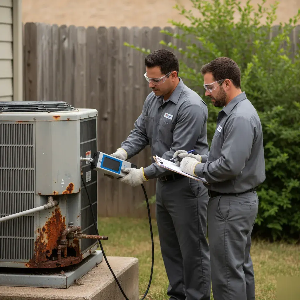 New cooling equipment installed in a residential utility space with updated ductwork