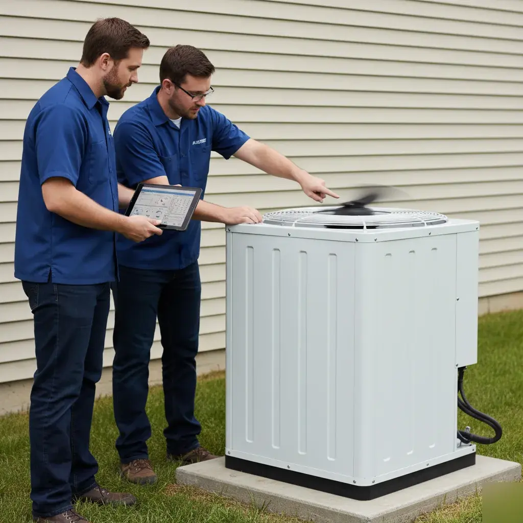 Outdoor heat pump final test after repair