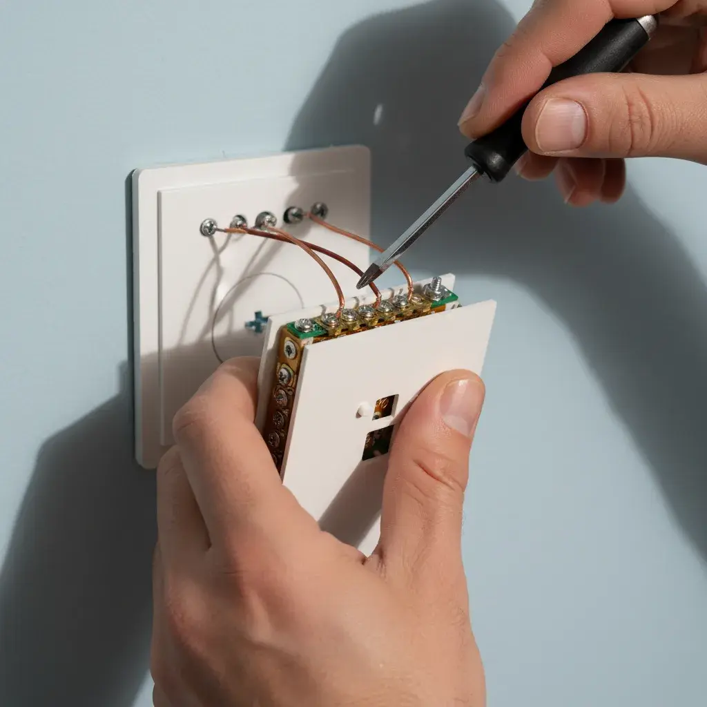 Thermostat wiring terminal block during replacement