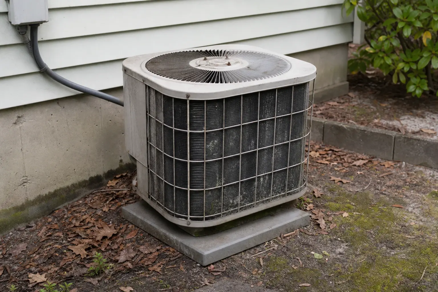 Evaluating an older outdoor air conditioning condenser on a residential pad