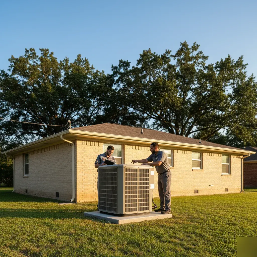 Outdoor condenser inspection during an AC diagnostic visit