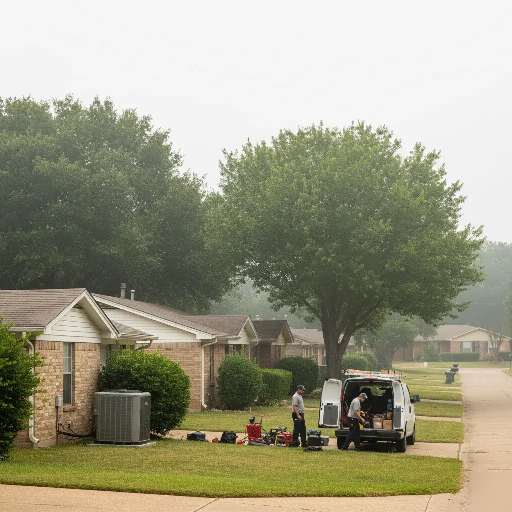 Service van parked on a residential street