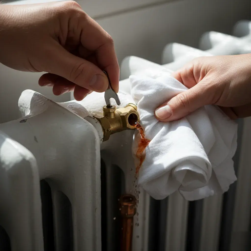 Boiler air bleed valve being checked during service