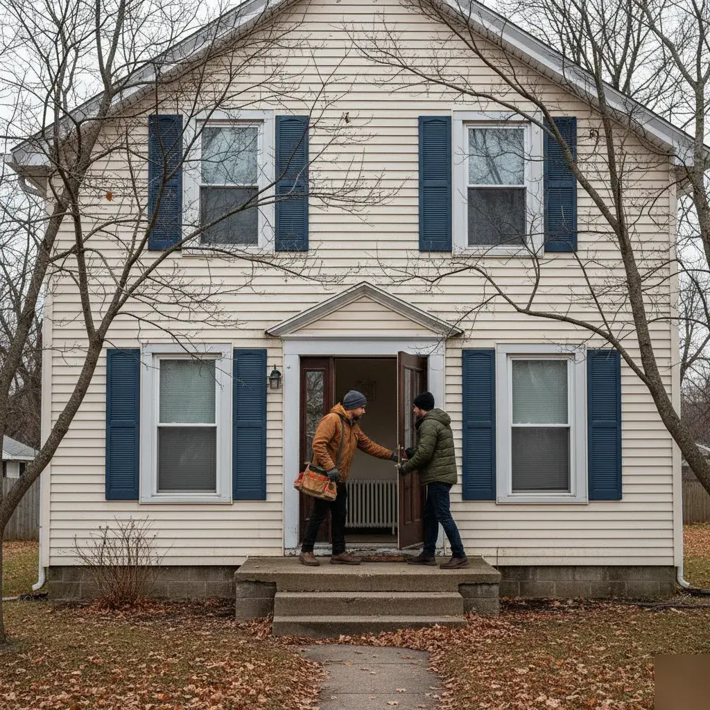 Service van parked outside a single-family home