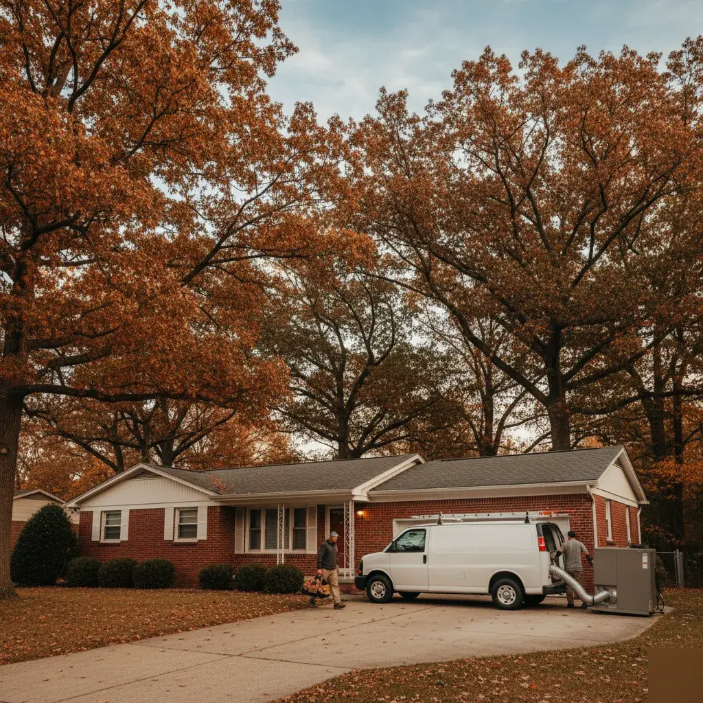 Service van parked outside a single-family home