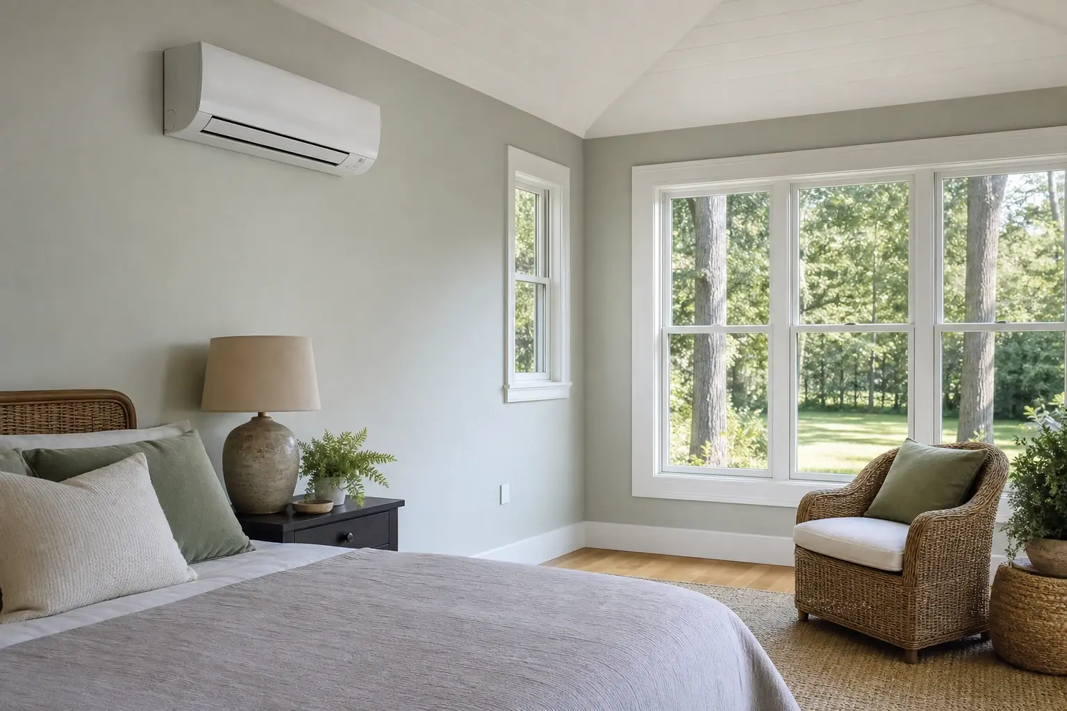 Wall-mounted ductless mini split indoor unit providing zoned comfort
